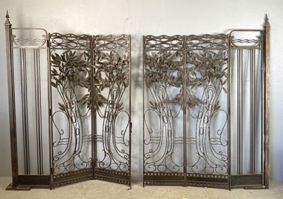 Pair of Art Nouveau Style Wrought Iron Gates