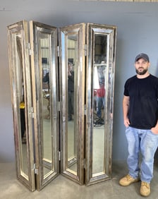 Venetian Style 4 Panel Mirrored Screen