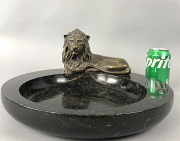 Bronze Lion Marble Base Dresser Tray