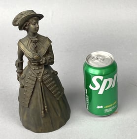 Bronze Lady Form Bell Signed A.K.