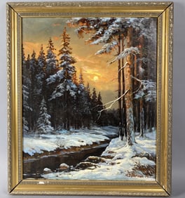 Winter Scene in Forest w/ Stream