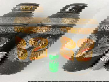 2 Vintage Toleware Tea Canisters