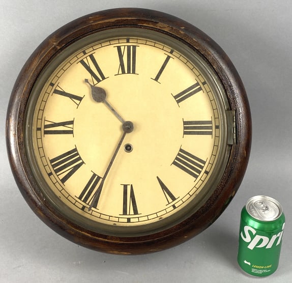 Antique Wall Clock: Antique Wall Clock 16"diam. Condition: Wear to finish, untested.