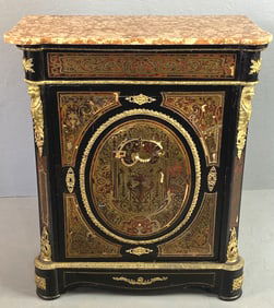 19th C. French Boulle & Marble Side Cabinet