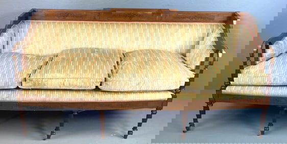 19th C. American Mahogany & Satinwood Inlay Settee