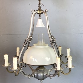 Electrified Oil Lamp 8 Light Chandelier