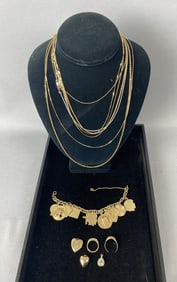 14kt Gold Lots w/ Chains & Charm Bracelet