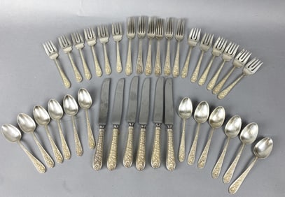 Stieff Sterling Silver Repousse Flatware Set
