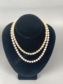 2 14kt Gold & Pearl Necklaces