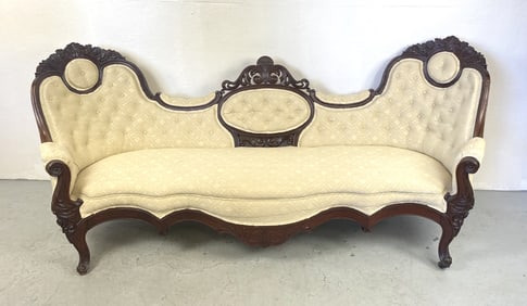 Victorian Mahogany Upholstered Settee