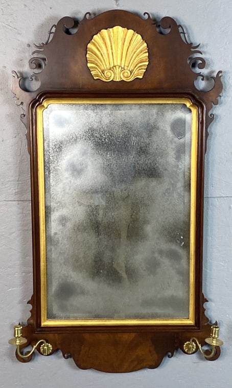 Queen Anne Style Mahogany & Giltwood Mirror (1 of 7)