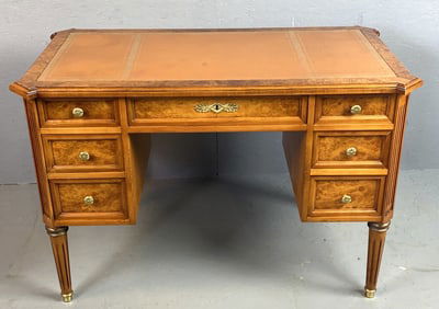 Louis XVI Style Walnut & Leather Top Writing Desk