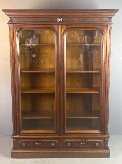Victorian Walnut 2 Door Bookcase (1 of 7)