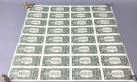 Sheet of Uncut $1 Bills