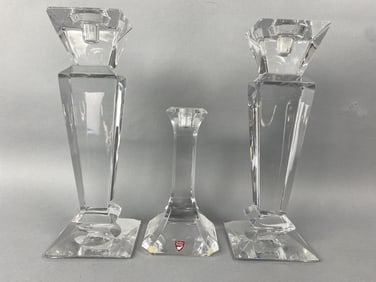 Pair of Towle Candlesticks w/ Orrefors Candlestick
