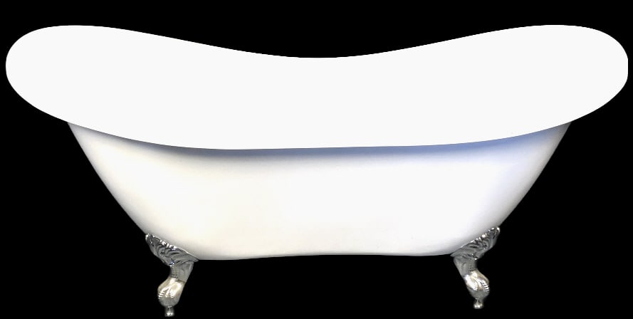 White Fiberglass & Chrome Claw Foot Bathtub (1 of 6)