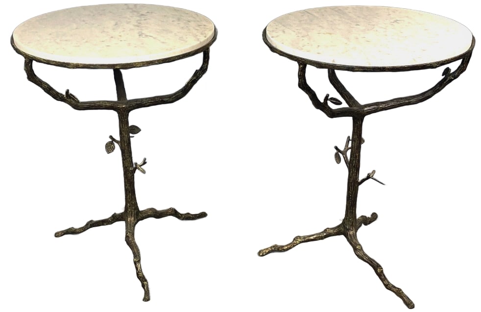 Pair of Bronze & Marble Tree Form Side Tables (1 of 7)