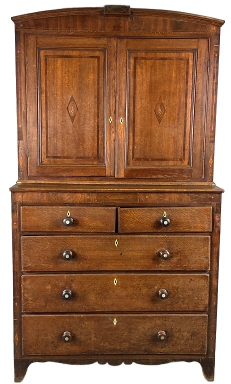 Georgian Oak Inlaid Linen Press (1 of 10)