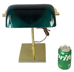 Gilt Metal & Green Glass Desk Lamp