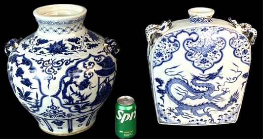 Two Chinese Porcelain Blue and White Vases