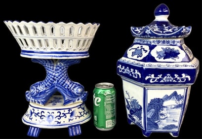 2 Chinese Porcelain Blue & White Items