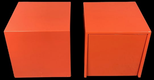 Pair of MCM Style Orange Bedside Tables