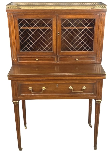 Louis XVI Style Ladies Writing Desk: Louis XVI Style Ladies Writing Desk. 48 1/2"h x 28 1/2"w x 15"d Condition: Some scratches, scuffs.