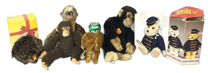 6 Steiff & Steiff Style Stuffed Animals