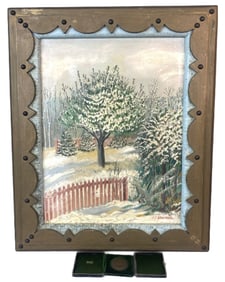 Paul Dauteuil Winter Scene w/ Award Metal
