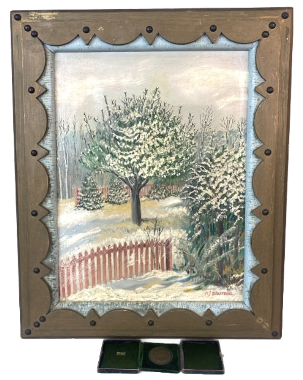 Paul Dauteuil Winter Scene w/ Award Metal (1 of 8)