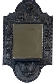 Highly Carved Oak Black Forest Style Mirror