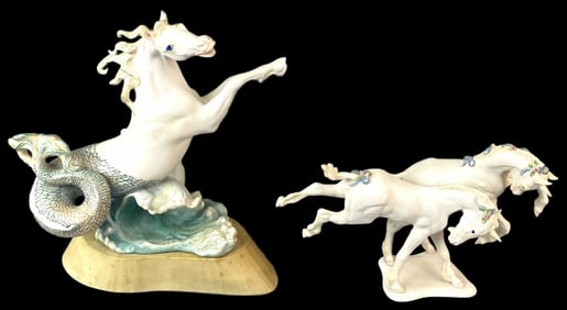 Cybis Porcelain Seahorse w/ Cybis Unicorns