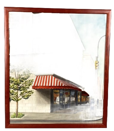 Street Corner Watercolor: Street Corner Watercolor. Unsigned. Overall: 22 1/2"h x 19"w Condition: Good.