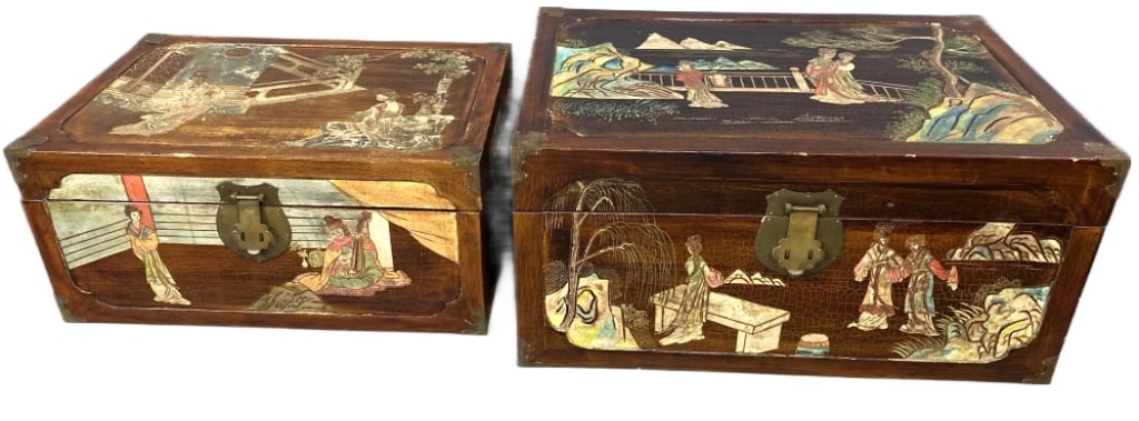 2 Asian Paint Decorated Boxes (1 of 15)