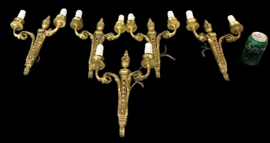 5 Louis XVI Style 2 Light Bronze Scones