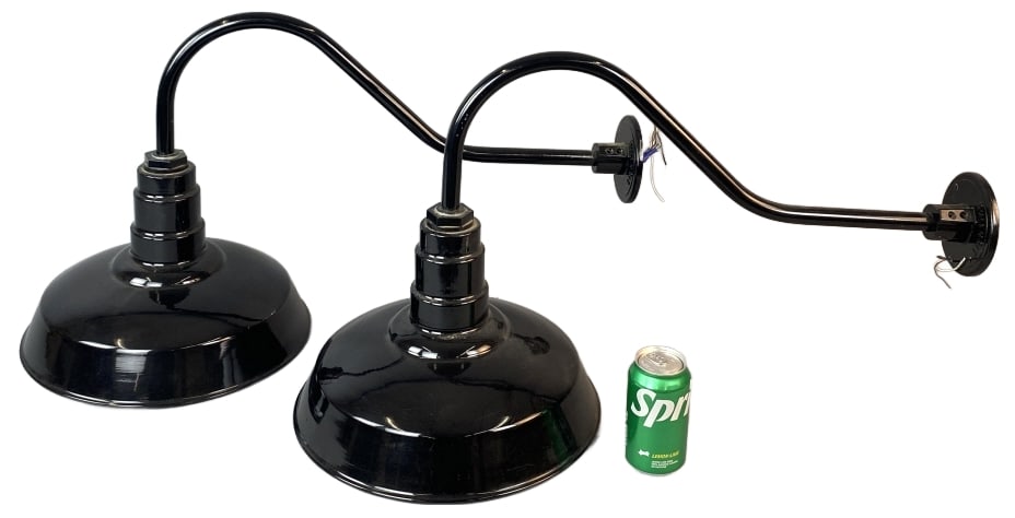 Pair of Industrial Black Enameled Lights (1 of 6)