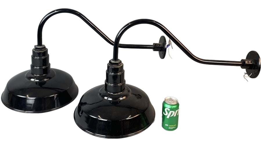 Pair of Industrial Black Enameled Lights (1 of 6)