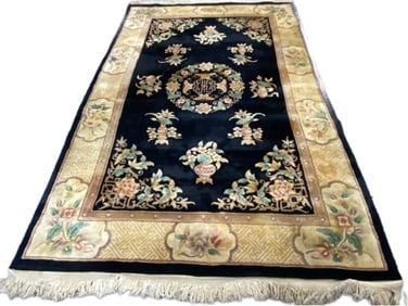 Chinese Floral & Butterfly Decorated Rug