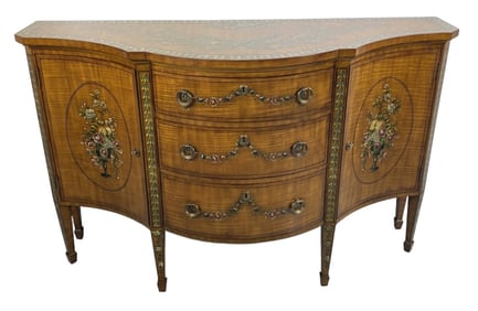 Drexel Heritage Floral Painted Satinwood Sideboard