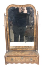 Queen Anne Burl Wood Table Mirror