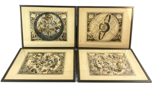 4 Celestial Map Etchings After Cellarius