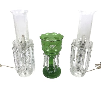Group of 3 Glass Lusters