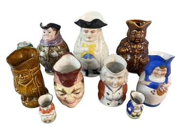 9 Porcelain Toby Mugs