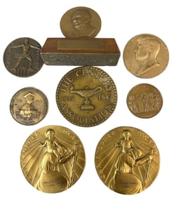 6 Bronze Medallions & 2 Inauguration Coins