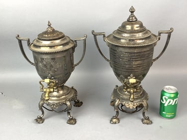Two Silver Plated Hot Water Urns