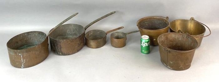 Group of 7 Copper Pots and Pans