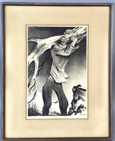 William Gropper "Paul Bunyan" 1939 Lithograph