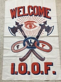 Vintage Welcome FLT IOOF Odd Fellows Flag