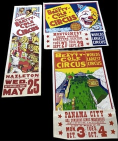 3 Clyde Beatty-Cole Bros Circus Posters