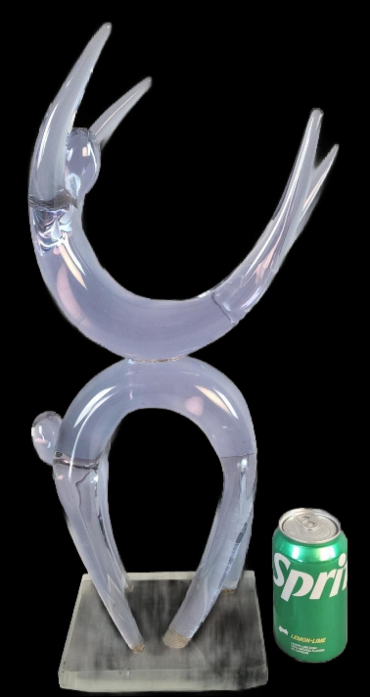 Murano Glass Acrobatic Signed Sculpture: Murano Glass Acrobatic Signed Sculpture. 20 1/2"h x 8 1/2"w x 5 1/4"d Condition: Some scratch on bottom.